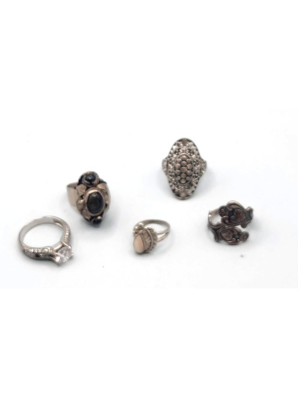 5 Silver Tone Ring Lot for Resell All sizes 1 is a poison ring